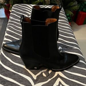 COACH Black Ankle Boots with Studded Detail. Leather size9